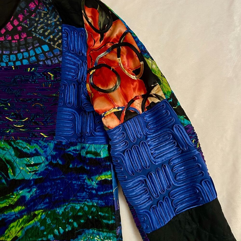 Silk Patchwork Quilted Open Jacket - image 4
